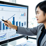 Data-Driven Marketing**

A brightly lit, modern office setting. A Thai businesswoman in a modest business suit is analyzing charts and graphs on a large monitor. The graphs depict marketing performance data. She is pointing to a key insight with a pen. Emphasis on professional data analysis and strategic thinking. "safe for work", "appropriate content", "fully clothed", "professional", "perfect anatomy", "correct proportions", "natural pose", "well-formed hands", "proper finger count", "natural body proportions".

**