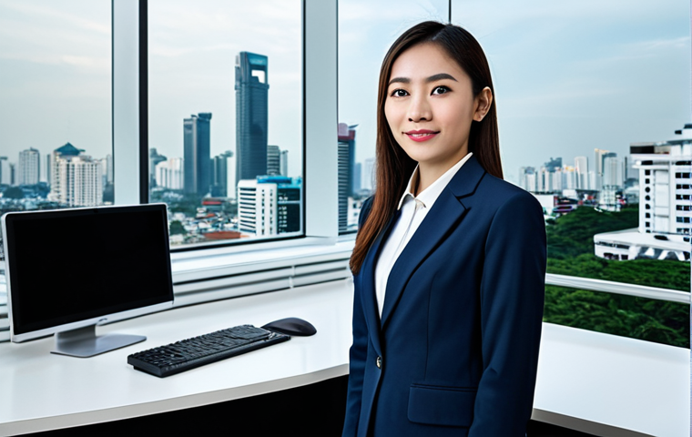 광고홍보사 자격증 종류와 필요성 - **Prompt:** "A confident marketing professional in a modern Bangkok office, fully clothed in a styli...