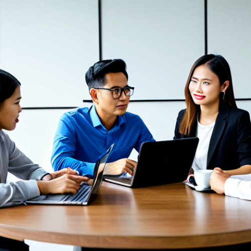 Home 17 광고홍보사와 효과적인 타겟 광고 - **
"A professional marketing agency team brainstorming in a modern Bangkok office, discussing strat...