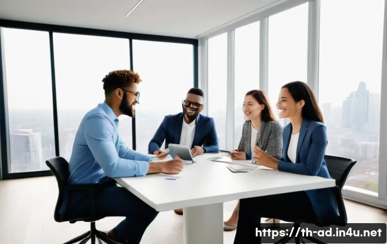 광고홍보사와 ROI 최적화 전략 - **Prompt:** A diverse group of young professionals, 3 males and 2 females, aged 25-35, are engaged i...
