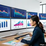 광고홍보사와 광고 데이터 분석 사례 - A modern Thai digital marketing office scene with a diverse team of professionals analyzing colorful...
