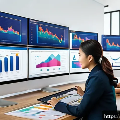 광고홍보사와 광고 데이터 분석 사례 - A modern Thai digital marketing office scene with a diverse team of professionals analyzing colorful...