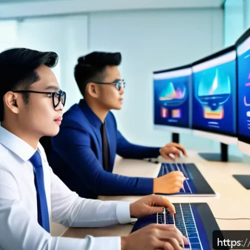 광고홍보사와 새로운 광고 매체 활용 - A modern marketing office scene showing a diverse group of young Thai professionals analyzing digita...